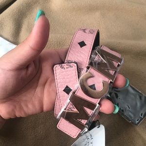pink mcm belt